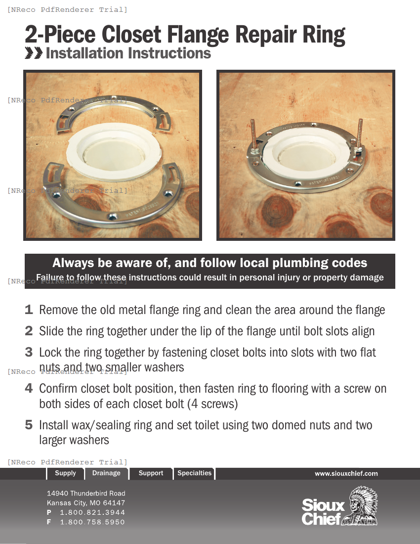 886-MRM - TWO-PIECE CLOSET FLANGE REPAIR RING - INSTRUCTION SHEET.PDF Technical Document